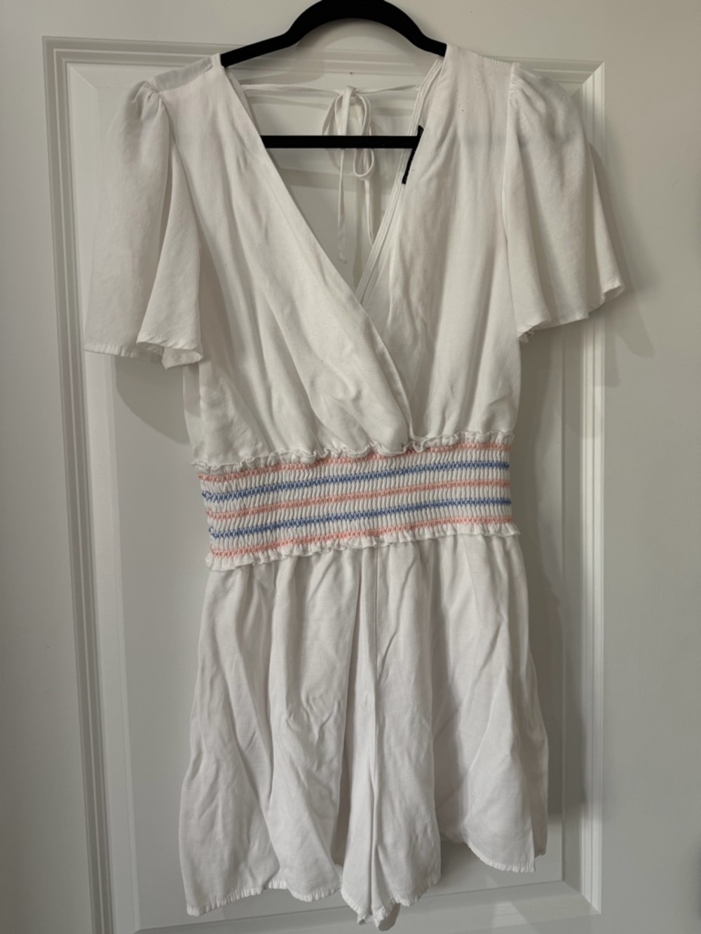 Three Hearts White Lightweight V-Neck Romper